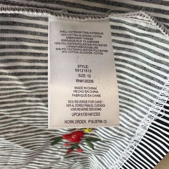 Pastourelle by Pippa and Julie Embroidered Flower Stripe Dress Size 12 - Picture 3 of 6